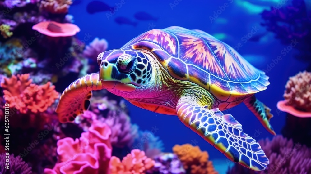 green sea turtle swimming under water coral beautiful green sea turtle swimming under water coral beautiful