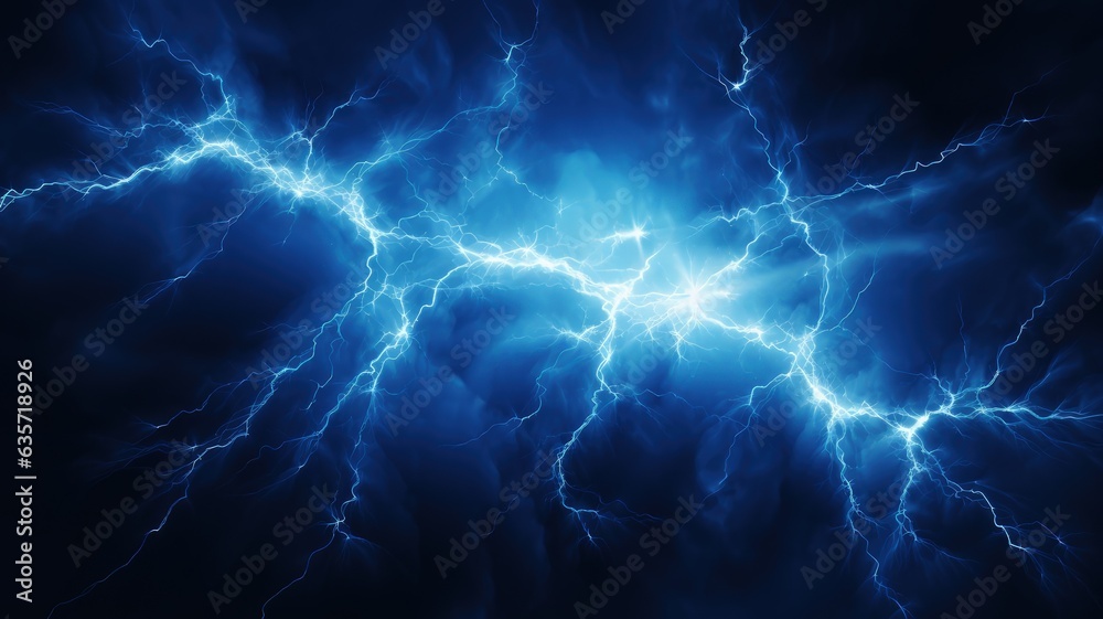 lightning in the night sky - obrazy, fototapety, plakaty 