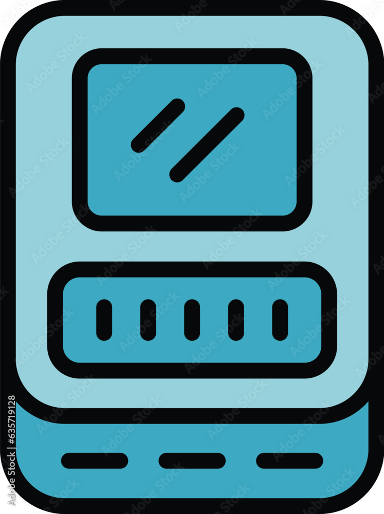 Solar energy powerbank icon outline vector. Charge battery. Electric accumulator color flat Solar energy powerbank icon outline vector. Charge battery. Electric accumulator color flat