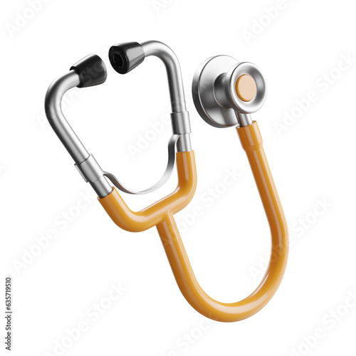 Orange stethoscope on white background