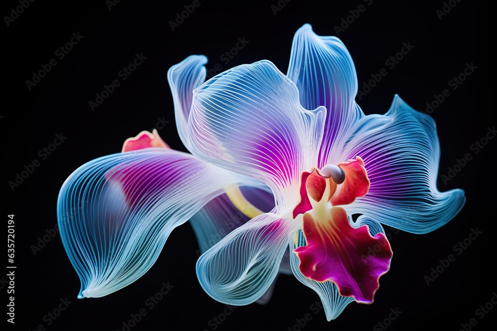 Linear abstraction. Orchid flower. Generative AI Linear abstraction. Orchid flower. Generative AI