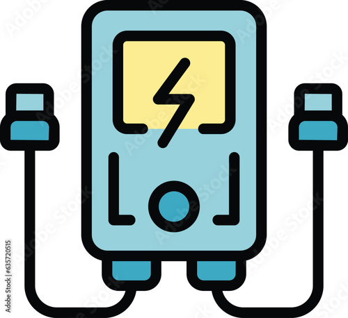 Plug powerbank icon outline vector. Power charger. Usb cable color flat