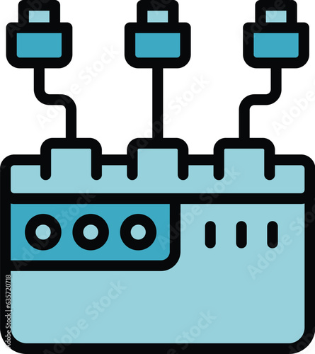 Big powerbank icon outline vector. Cable energy. Online hard drive color flat