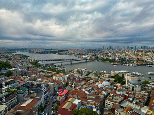 bosphorus bridge istanbul - shot from drone flight