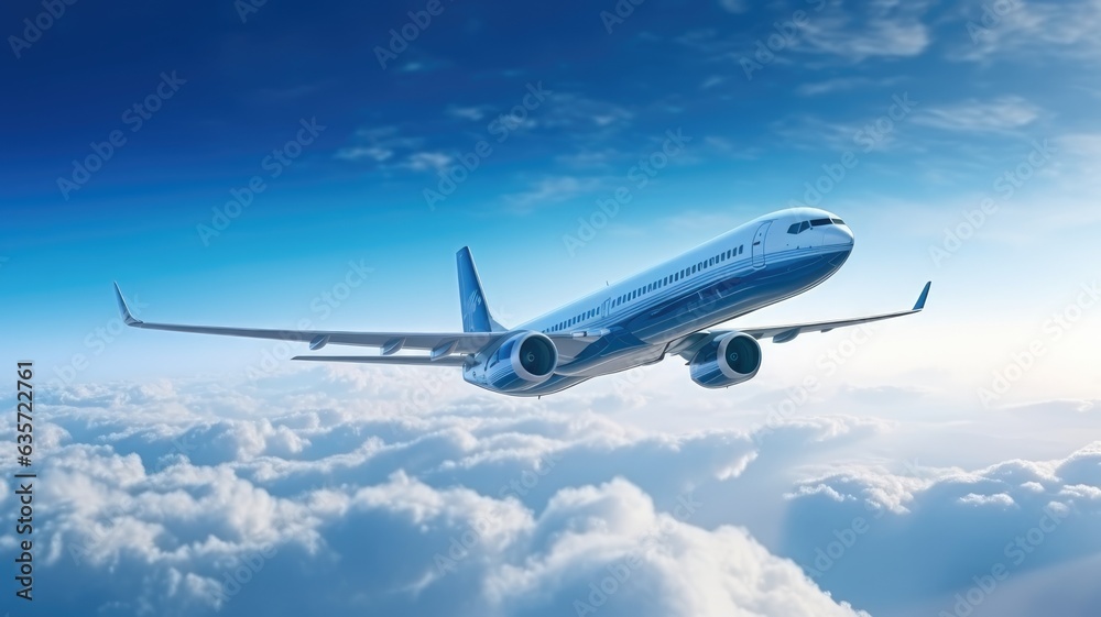 airplane in the sky above clouds, good weather flight airplane in the sky above clouds, good weather flight