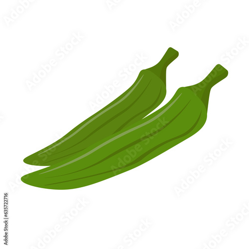 Okra flat icon vector illustration, okro vegetable isolated on white background, abelmoschus esculentus vegetables