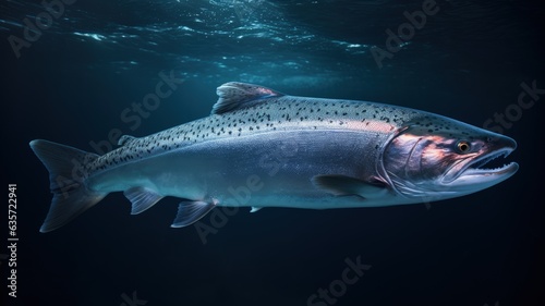 Salmon fish on under water