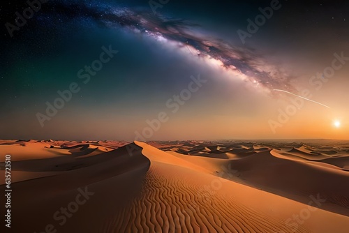 Sahara desert under the starry sky generated by AI tool 