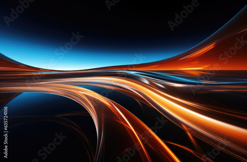 abstract background with smooth lines in orange and black colors. created by generative AI technology.