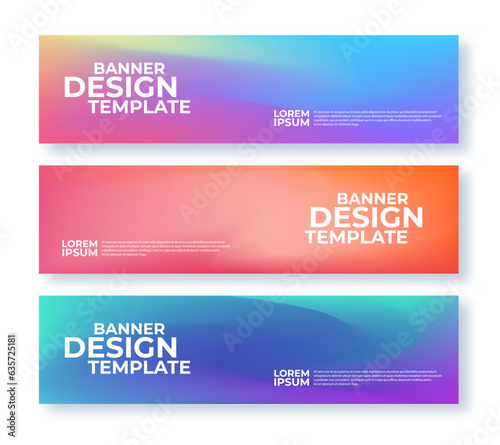 Abstract banner design template set. Horizontal header minimalistic style with colorful gradient.