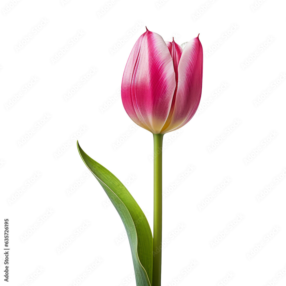pink tulip isolated on transparent background cutout