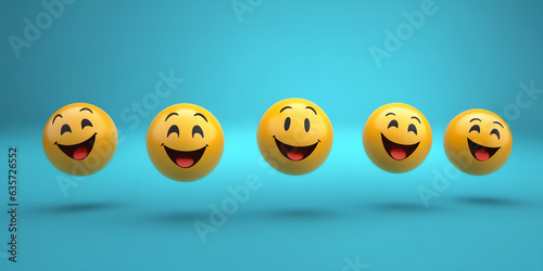yellow ball emojis on blue background created with Generative AI technology