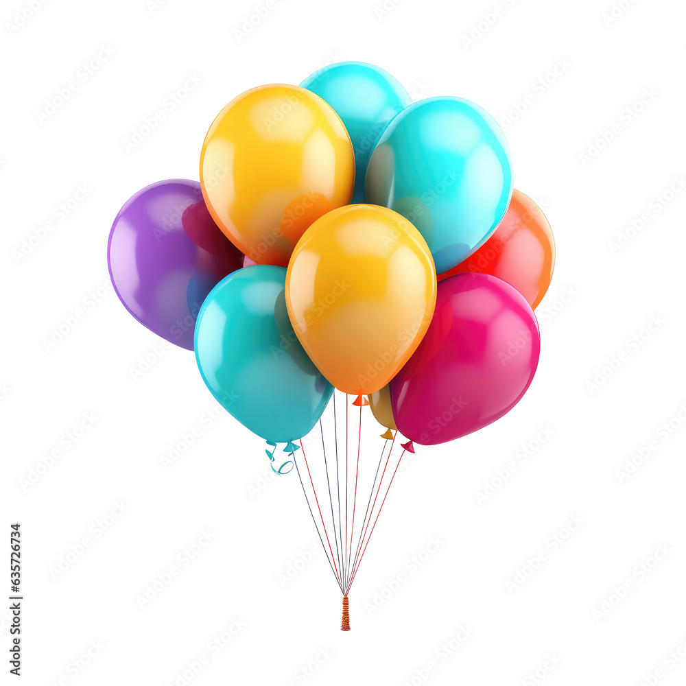 balloons flying isolated on white balloons flying isolated on white