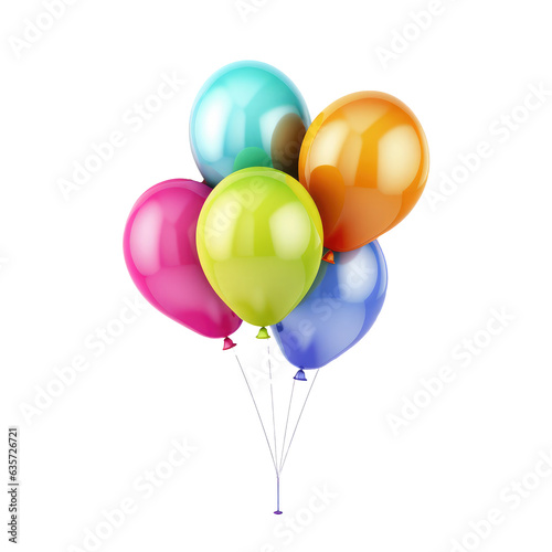 balloons flying isolated on white