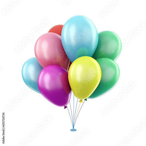 balloons flying isolated on white