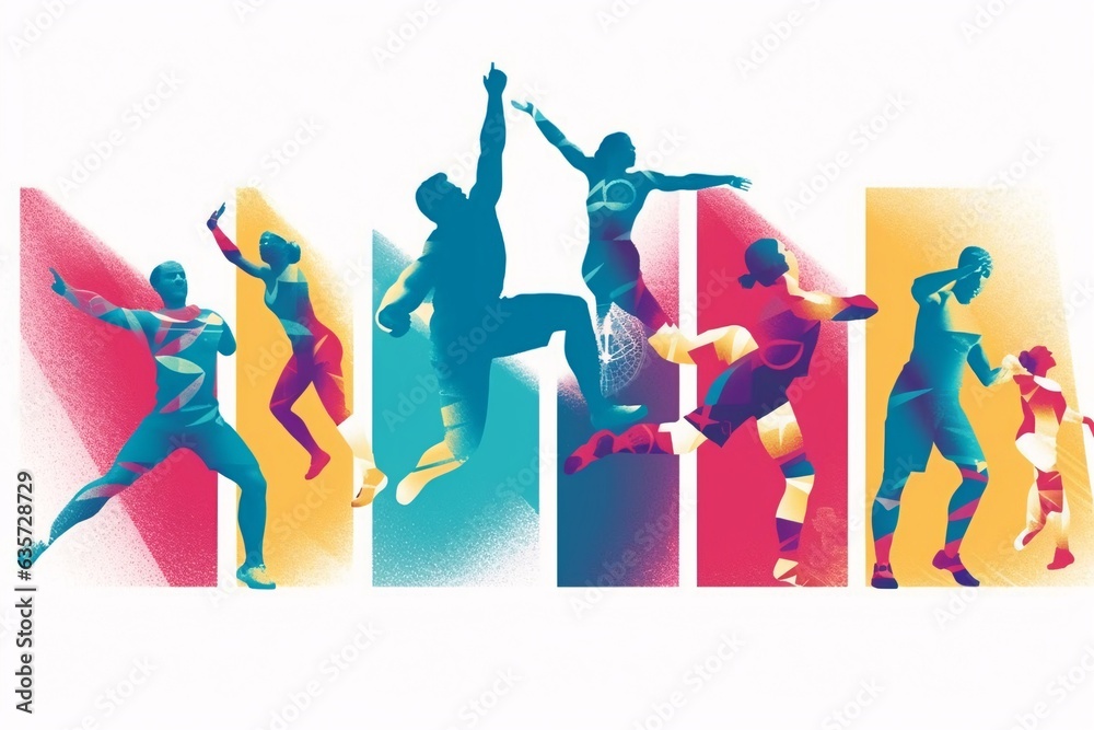 Silhouettes of football players. Colorful background. Vector illustration.