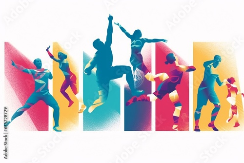 Silhouettes of football players. Colorful background. Vector illustration.
