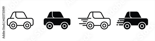 Car icon set. Car icon line and outline.  Car icon sign and symbol. Vector illustration.