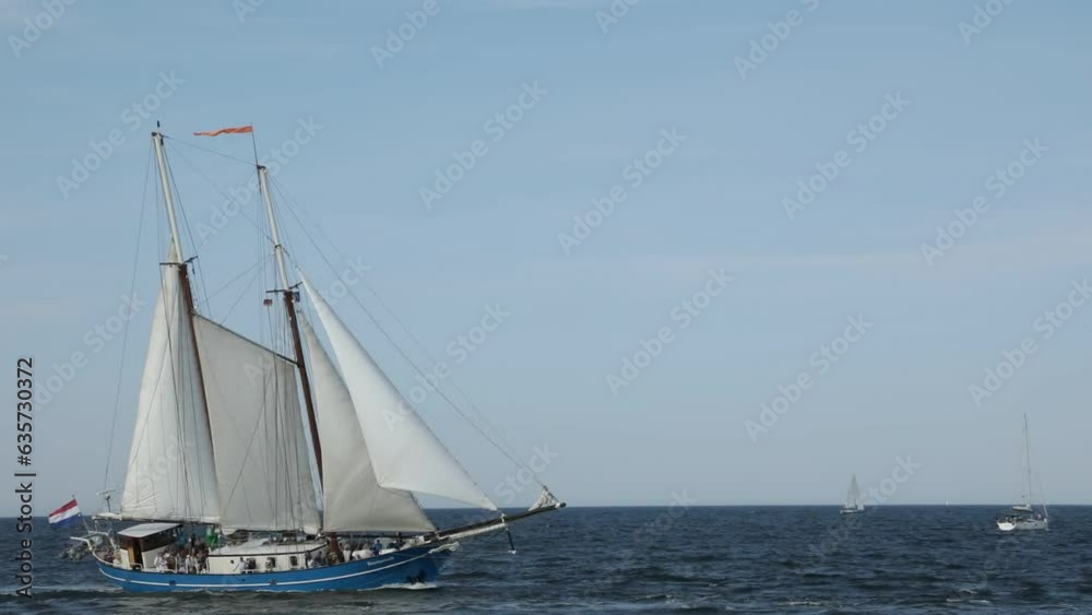 Sailing ship, Baltic Sea, Hanse Sail, Warnemuende, Rostock, Mecklenburg-Western Pomerania, Germany Beacon at the mouth of the Warnow River Sailing ship, Baltic Sea, Hanse Sail, Warnemuende, Rostock, Mecklenburg-Western Pomerania, Germany Beacon at the mouth of the Warnow River