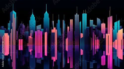 City colorful paint  colored digital  bright iridescent evening sunset