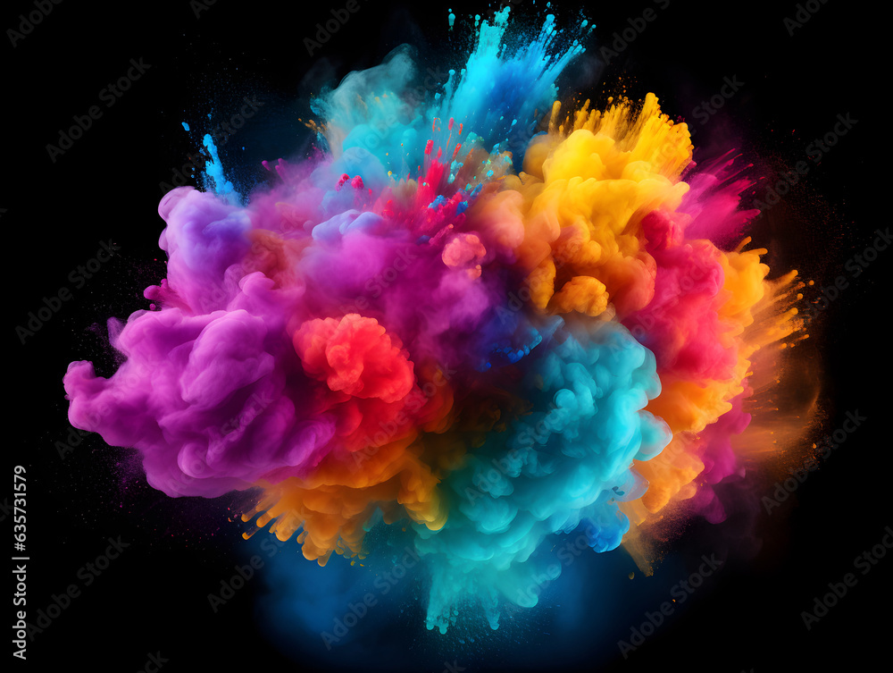 Fototapeta premium abstract powder splatted background.Colorfull powder explosion on black background. Colored cloud. Colorful dust explode