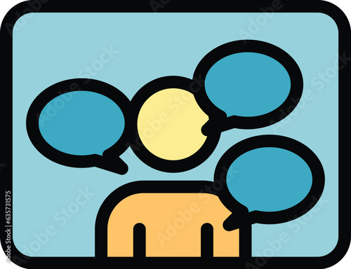 Speech icon outline vector. Public student. Class character color flat