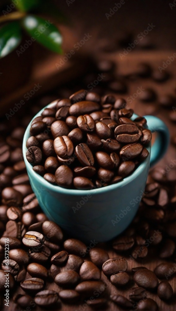 Fototapeta premium coffee beans with a mug