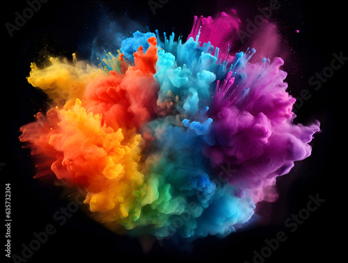 abstract powder splatted background.Colorfull powder explosion on black background. Colored cloud. Colorful dust explode