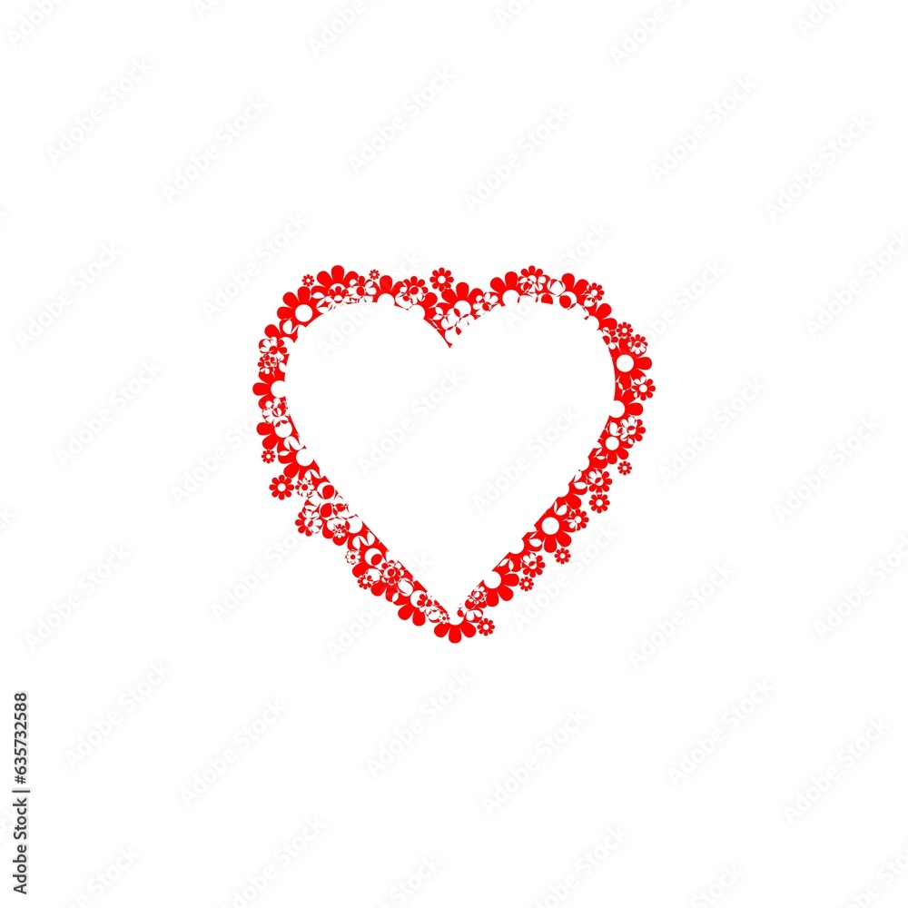  Heart with flowers frame isolated on white