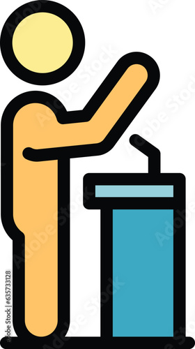 Speaker class icon outline vector. Election student. Debate speech color flat