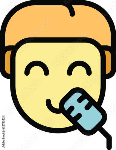 Class speech icon outline vector. Election public. Rhetoric oratory color flat