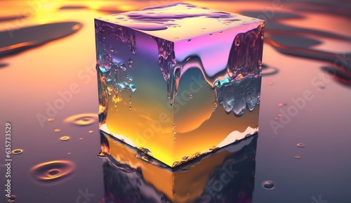 Liquid paint cube colorful ...
