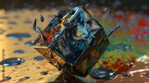 Liquid paint cube colorful ...