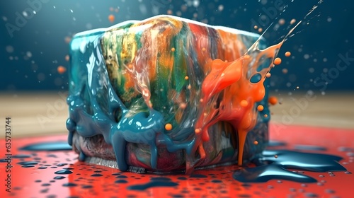 Liquid paint cube colorful ...