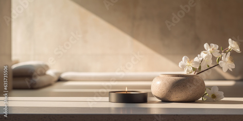 Still life of zen inspired luxury spa hotel