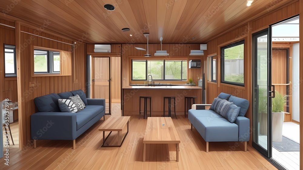 Fototapeta premium modern living room with fireplace