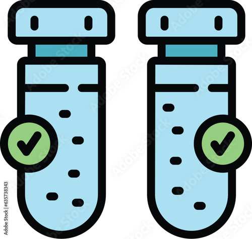 Test tube health icon outline vector. Teacher advice. Condom gender color flat