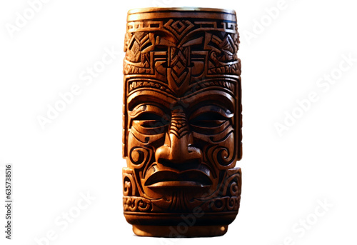 Polynesian culture, tiki statue, hawai, banner isolated on transparent background png