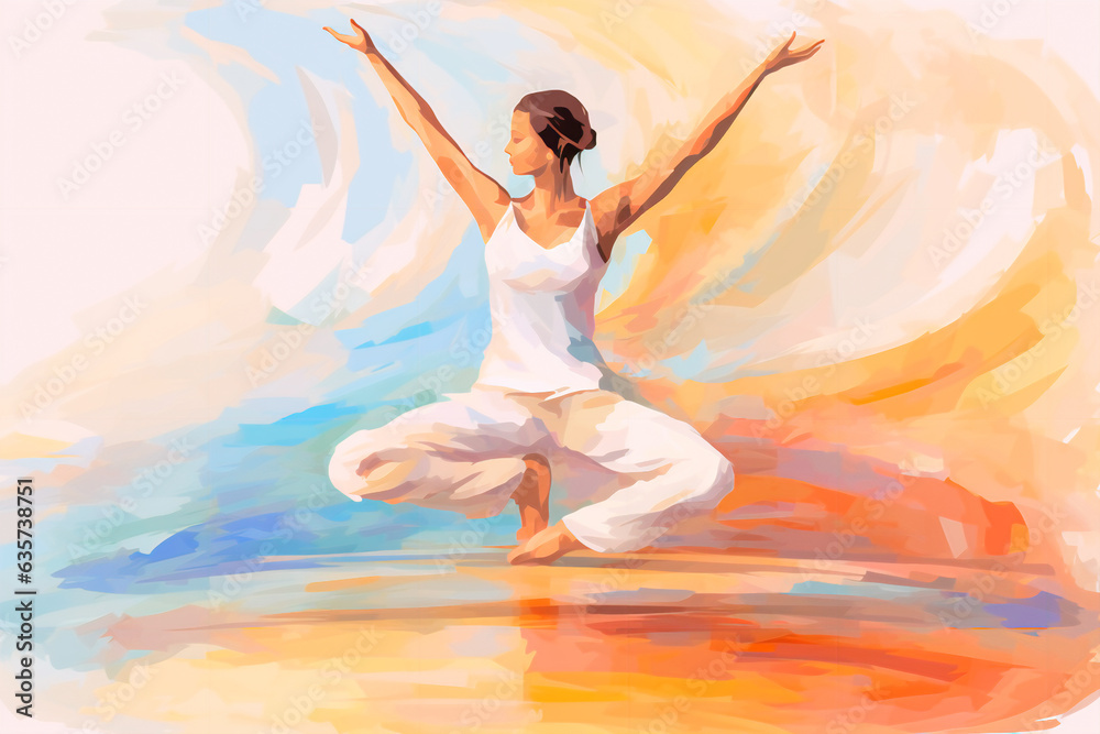 Art yoga classes in white tones. AI Generated Art yoga classes in white tones. AI Generated