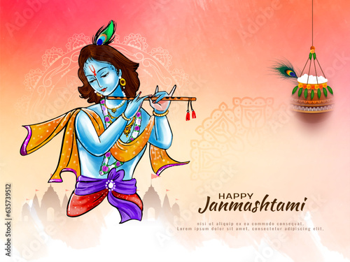 Happy janmashtami festival decorative religious background