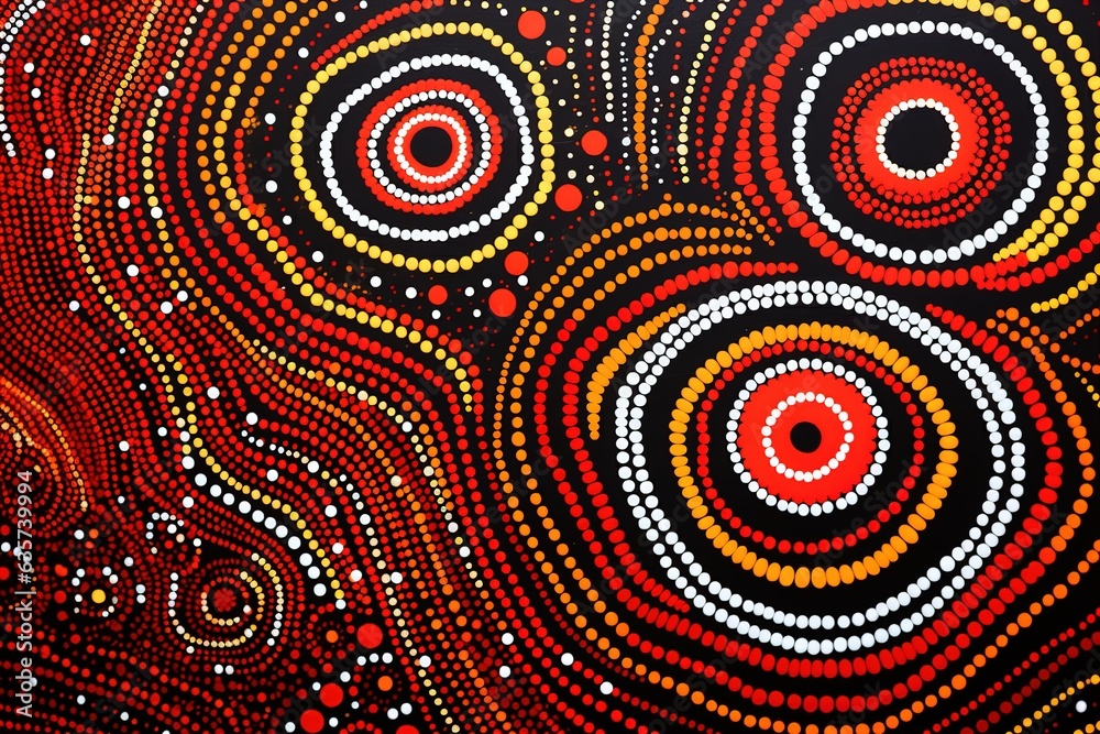 Australia culture art with river and tortoise, sea life. Aboriginal style painting. Generative Ai.