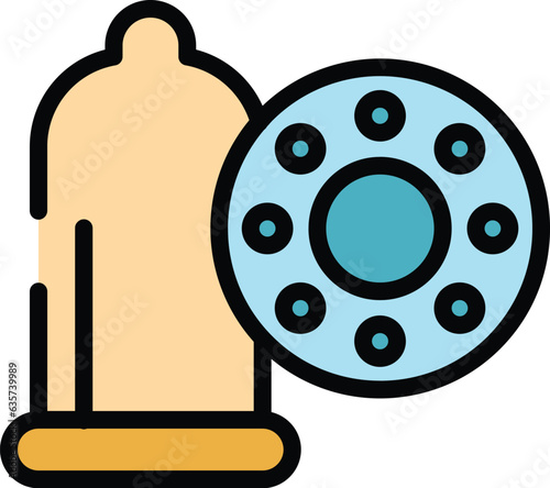 Condom pills icon outline vector. Gender advice. Sex health color flat