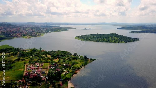 Panoramic Aerial View Of Coastal Residential Property Developments On The Islands Of Lake Victoria, Uganda, Africa. photo