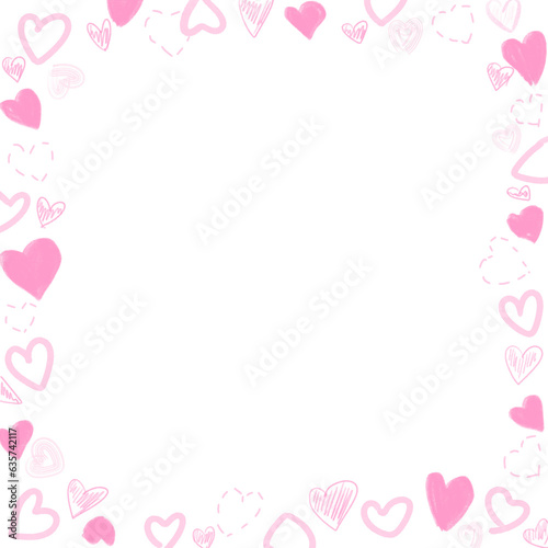 Cute doodle heart shape frame illustration in pink png © Nuttamon