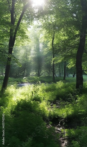 morning in the woods Created with generative Ai © Sanuar_husen