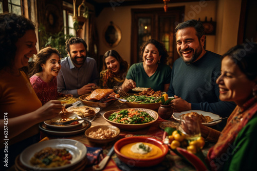 Mexican family at the festive table