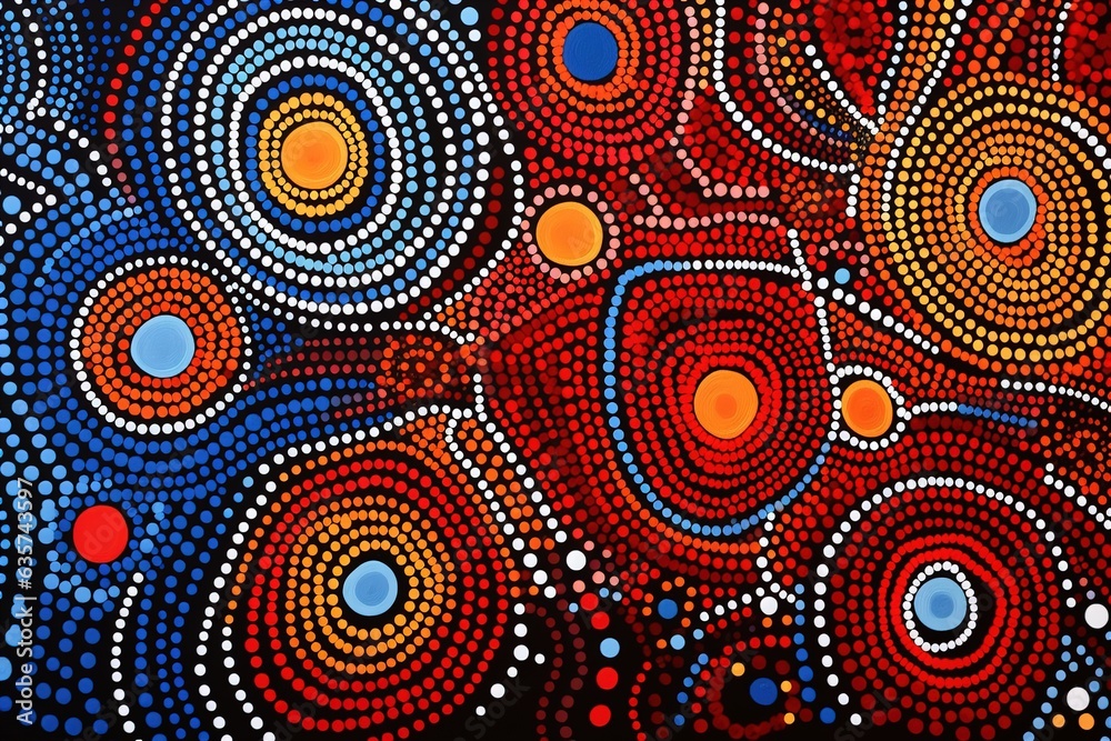 Australia culture art with river and tortoise, sea life. Aboriginal style painting. Generative Ai. - obrazy, fototapety, plakaty 