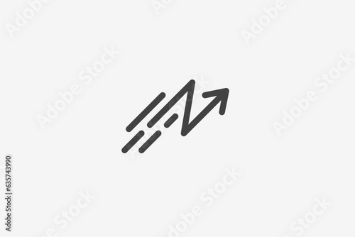 Illustration vector graphic of line art arrow up in circle. Good for logo