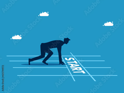 starting work. man running at the starting point of the race vector