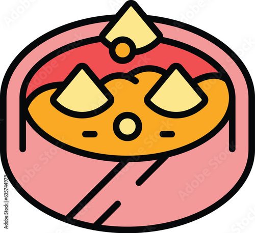 Buffet bruschetta icon outline vector. Food starter. Italian snack color flat